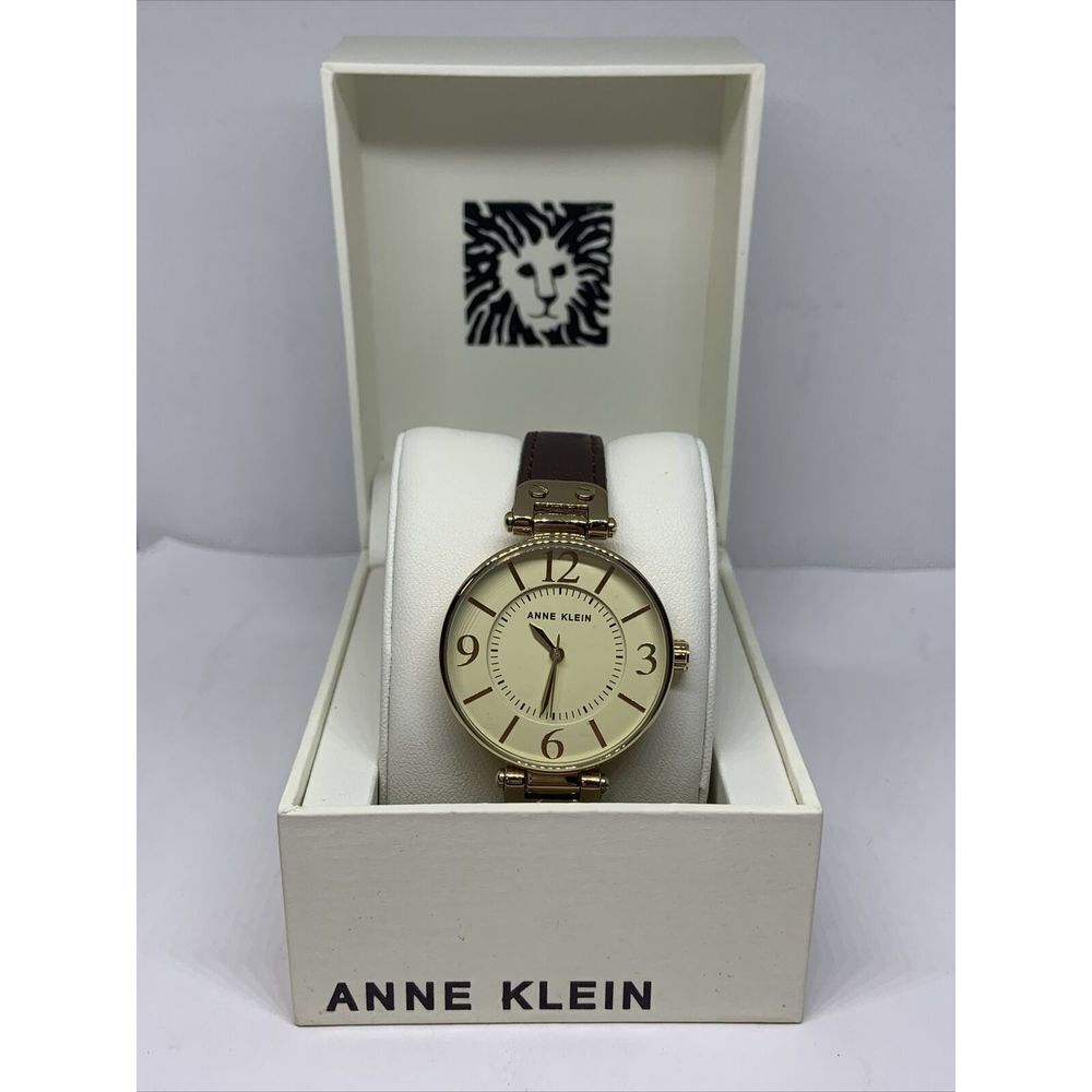 Anne Klein 10/9168 Women's Black Leather Band Analog Dial Quartz Watch WAT169